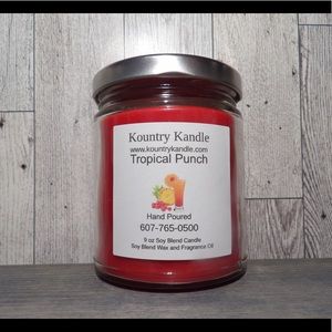 Tropical Punch Scented, Soy Blend, Hand Poured Candle